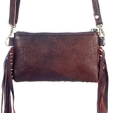 American Darling ADBGS142ACREDFRNG Small Crossbody Hair On Genuine Leather Women Bag Western Handbag Purse