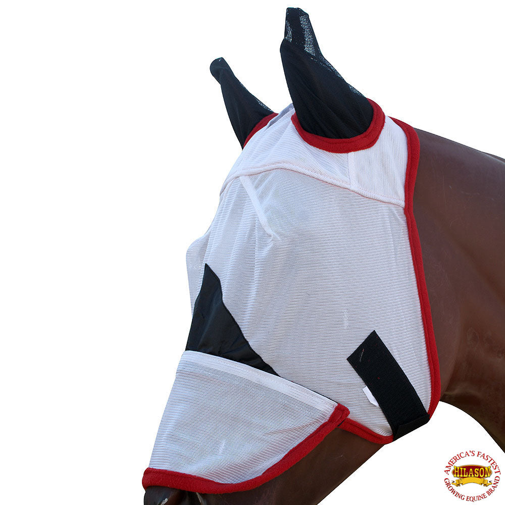 Horse Size Hilason Western Fly Mask Uv Protection Insects White Black