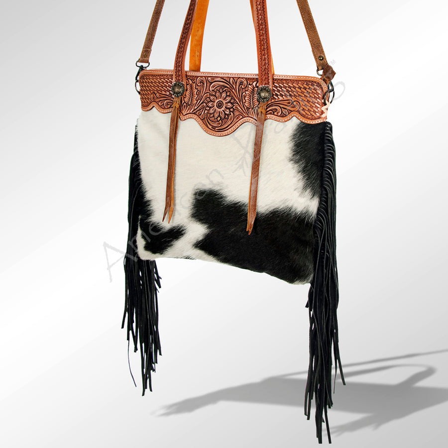 American Darling ADBGS113BKW Messenger Hand Tooled Hair On Genuine by Hilason – Cowboy and equestrian accessories