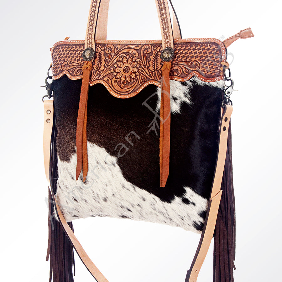 American Darling Messenger Hand Tooled Hair on-Genuine Leather Western Women Bag Handbag Purse | Crossbody for Cute - Uhorse