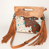 American Darling Clutch Hand Tooled Hair On Genuine Leather Women Bag Western Handbag Purse