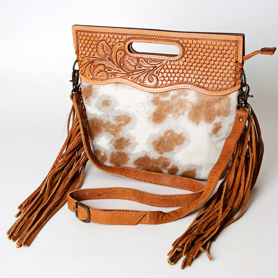 American Darling Clutch Hand Tooled Hair on Genuine Leather Western Women Bag Handbag Purse | Purses for Cute - Uhorse