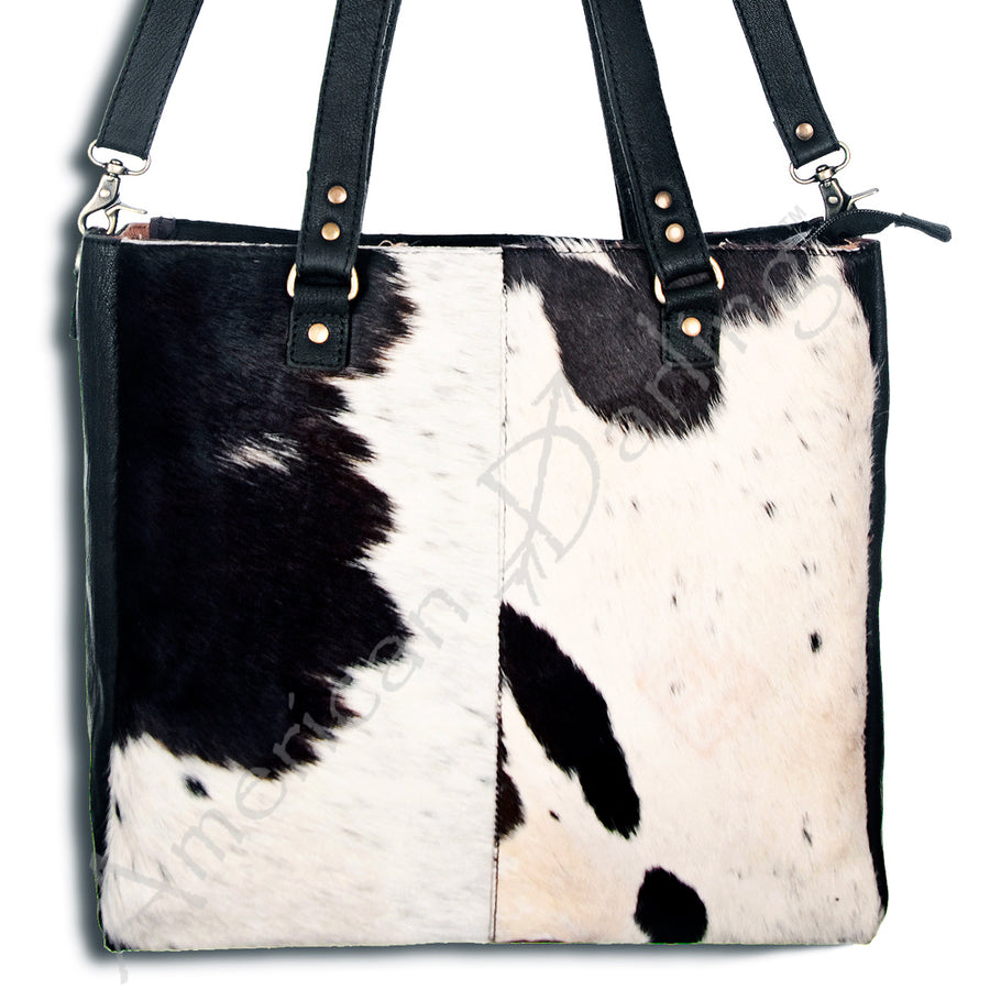 American Darling ADBGS121BKW Tote Hair-On Genuine Leather Women Bag W. by Hilason – Cowboy and equestrian accessories