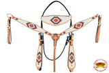 HILASON Western Horse Leather Headstall & Breast Collar Tack Set Grey Firestorm