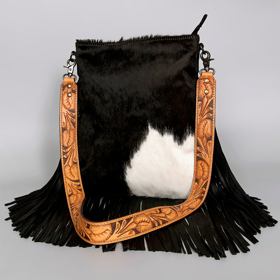 American Darling ADBGS192BKW Large Crossbody Hair On Genuine Leather by Hilason – Cowboy and equestrian accessories