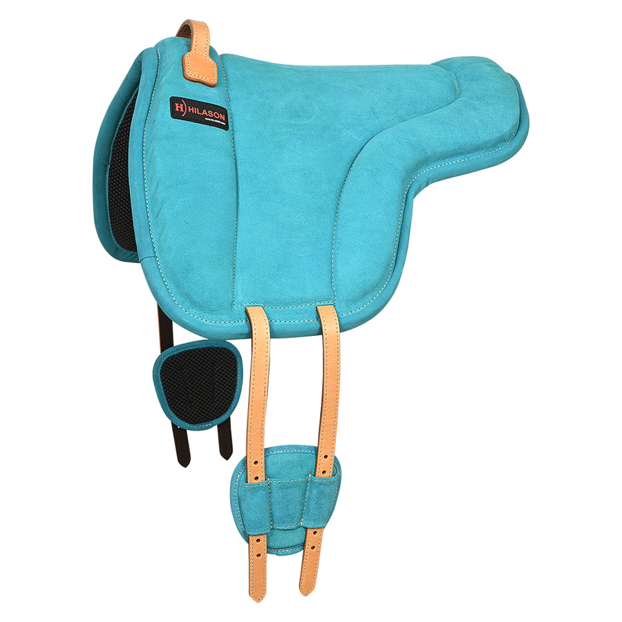 Hilason Horse Bareback Saddle Pad Anti Slip Base Suede Leather Turquoise - Uhorse