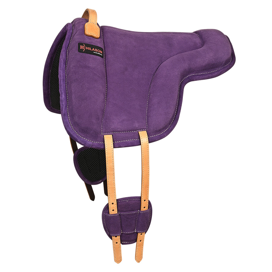 Hilason Horse Bareback Saddle Pad Anti Slip Base Suede Leather Purple - Uhorse