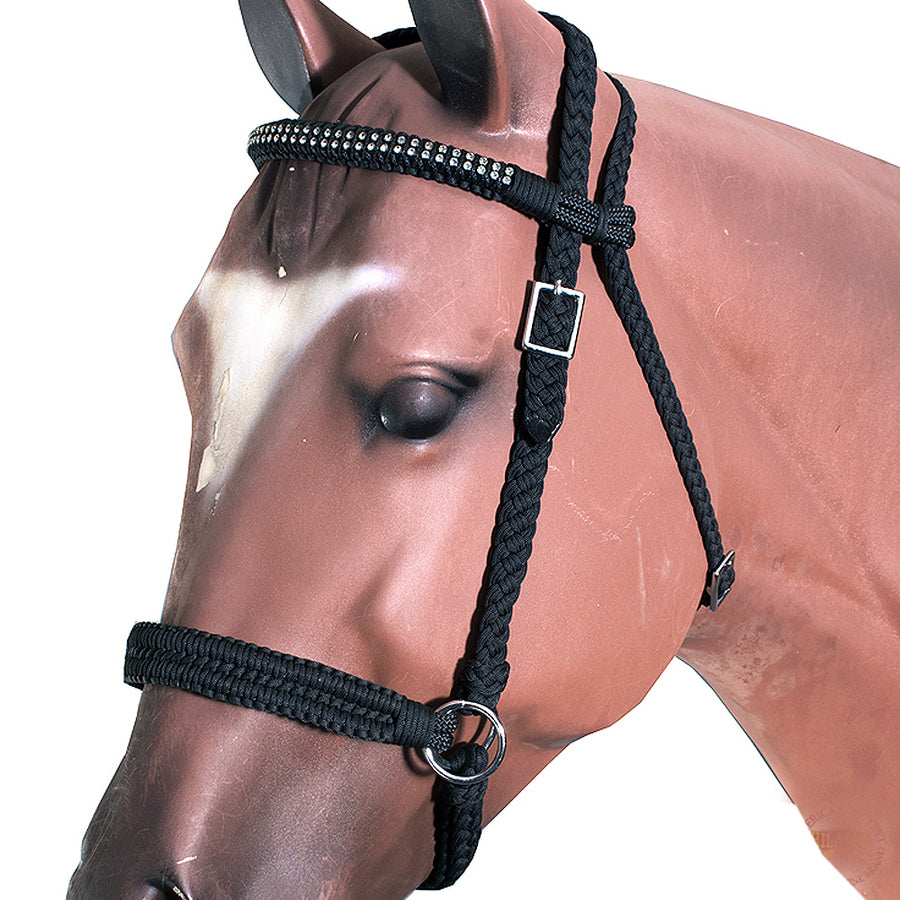 Hilason Flat Braided Paracord Horse Headstall Bridle with Crystals - Uhorse