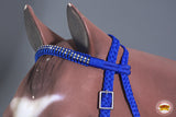 Hilason Flat Braided Paracord Horse Headstall Bridle Black W/ Crystals