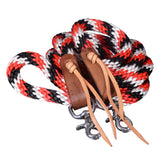 5/8 in x 8 ft HILASON Poly Roper Reins Scissor Snap Black & Red & White | Horse Racing | Barrel Rein Horse | Horse Racing Gifts