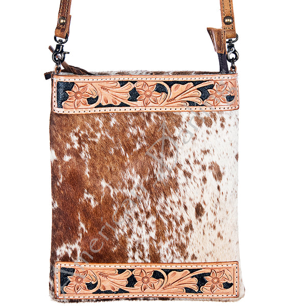 American Darling Large Crossbody Hand Tooled Hair On Genuine Leather by Hilason – Cowboy and equestrian accessories