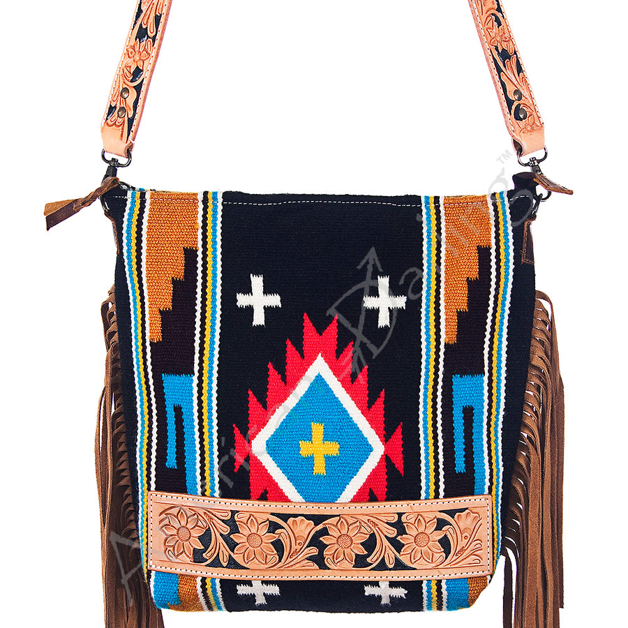 ADBG209 American Darling Hand Tooled Saddle Blanket Genuine Leather by Hilason – Cowboy and equestrian accessories