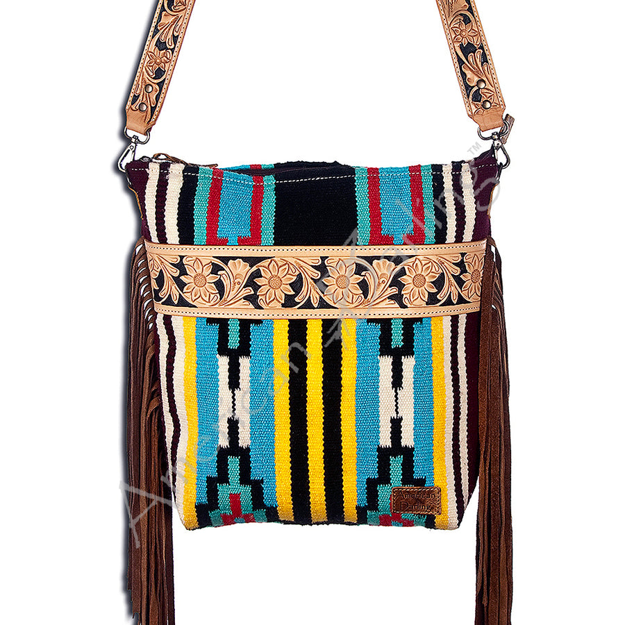American Darling Large Crossbody Hand Tooled Saddle Blanket Genuine Leather Women Bag Western Handbag Purse - Uhorse