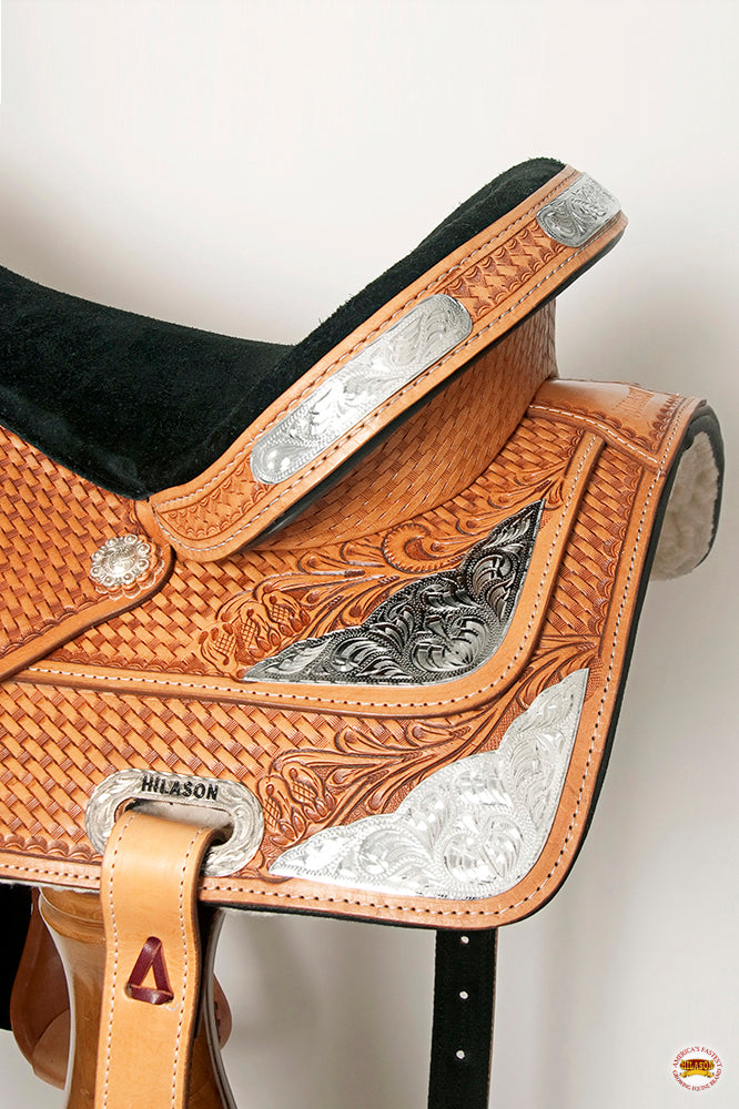 HILASON Western Horse Treeless Saddle American Leather Trail Barrel Tack | for Horses