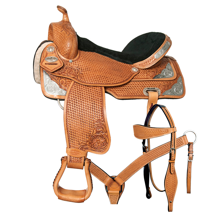 16 In Hilason Western Horse Treeless Trail Barrel American Leather Saddle Tack - Uhorse