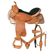 HILASON Western Horse Treeless Saddle American Leather Trail Barrel Tack | for Horses