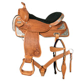 Hilason Western Horse Treeless Saddle American Leather Trail Barrel Tack - Uhorse