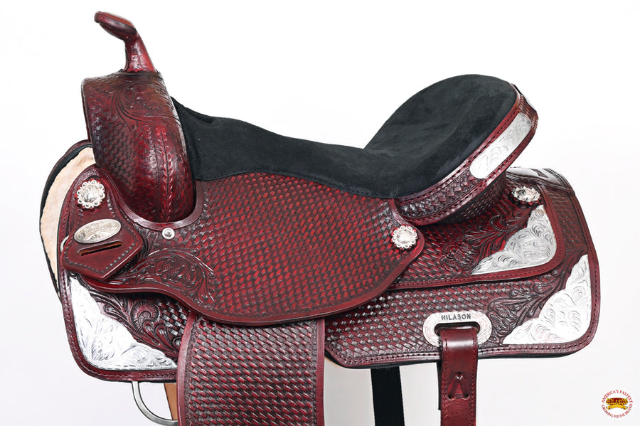 HILASON Western Horse Treeless Saddle American Leather Trail Barrel Tack | for Horses
