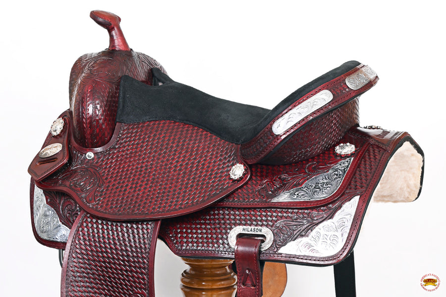 HILASON Western Horse Treeless Saddle American Leather Trail Barrel Tack | for Horses