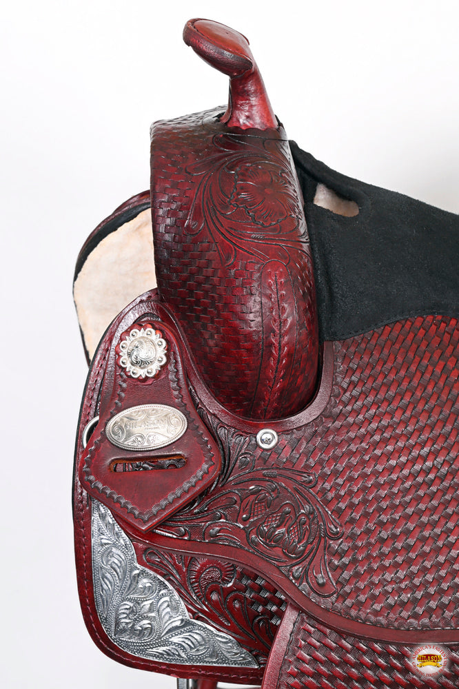 HILASON Western Horse Treeless Saddle American Leather Trail Barrel Tack | for Horses