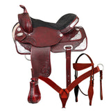 Hilason Western Horse Treeless Saddle American Leather Trail Barrel Tack - Uhorse