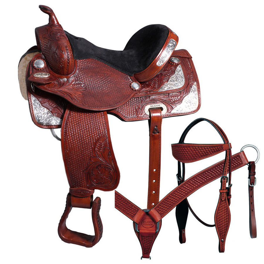 17 In Hilason Western Horse Treeless Saddle American Leather Trail Barrel Tack - Uhorse