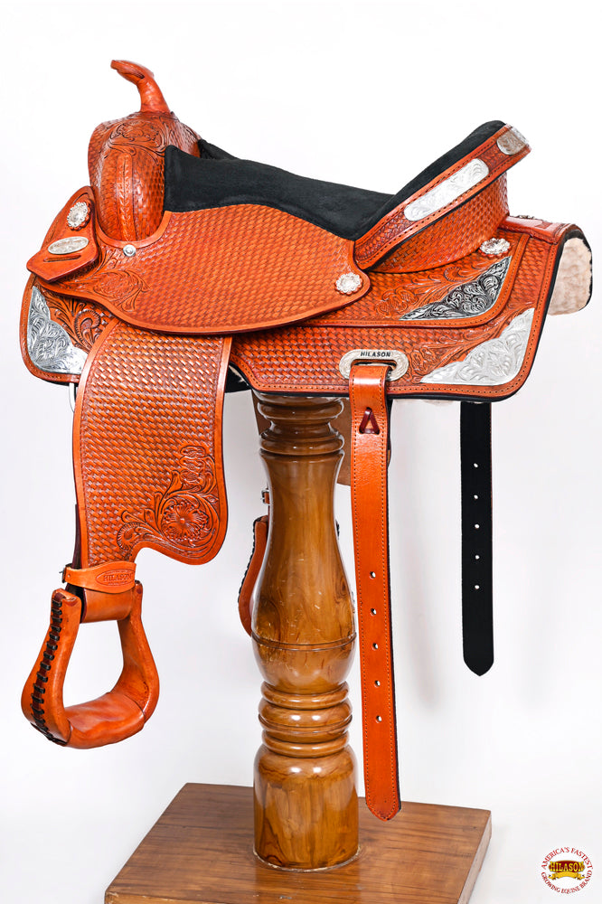 HILASON Western Horse Treeless Saddle American Leather Trail Barrel Tack | for Horses