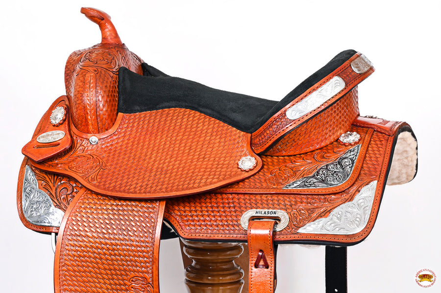 HILASON Western Horse Treeless Saddle American Leather Trail Barrel Tack | for Horses