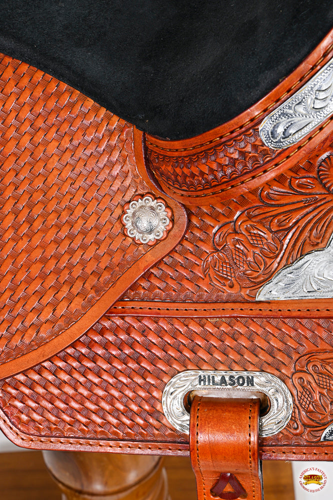 HILASON Western Horse Treeless Saddle American Leather Trail Barrel Tack | for Horses