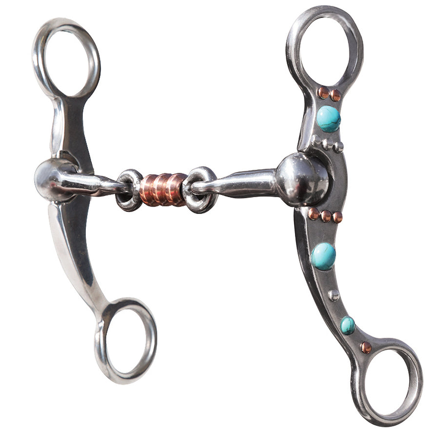 Professionals Choice Pro Stone Dot H. Shank Dogbone Bit Turquoise – by Hilason – Cowboy and equestrian accessories