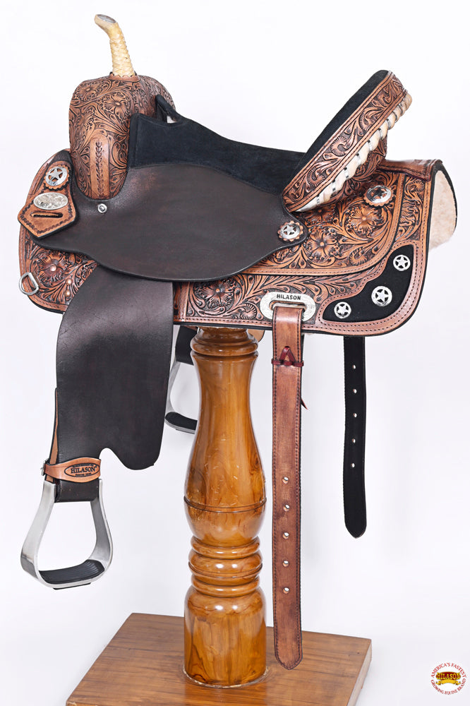 HILASON Western Horse Treeless Saddle American Leather Trail Barrel Tack | for Horses