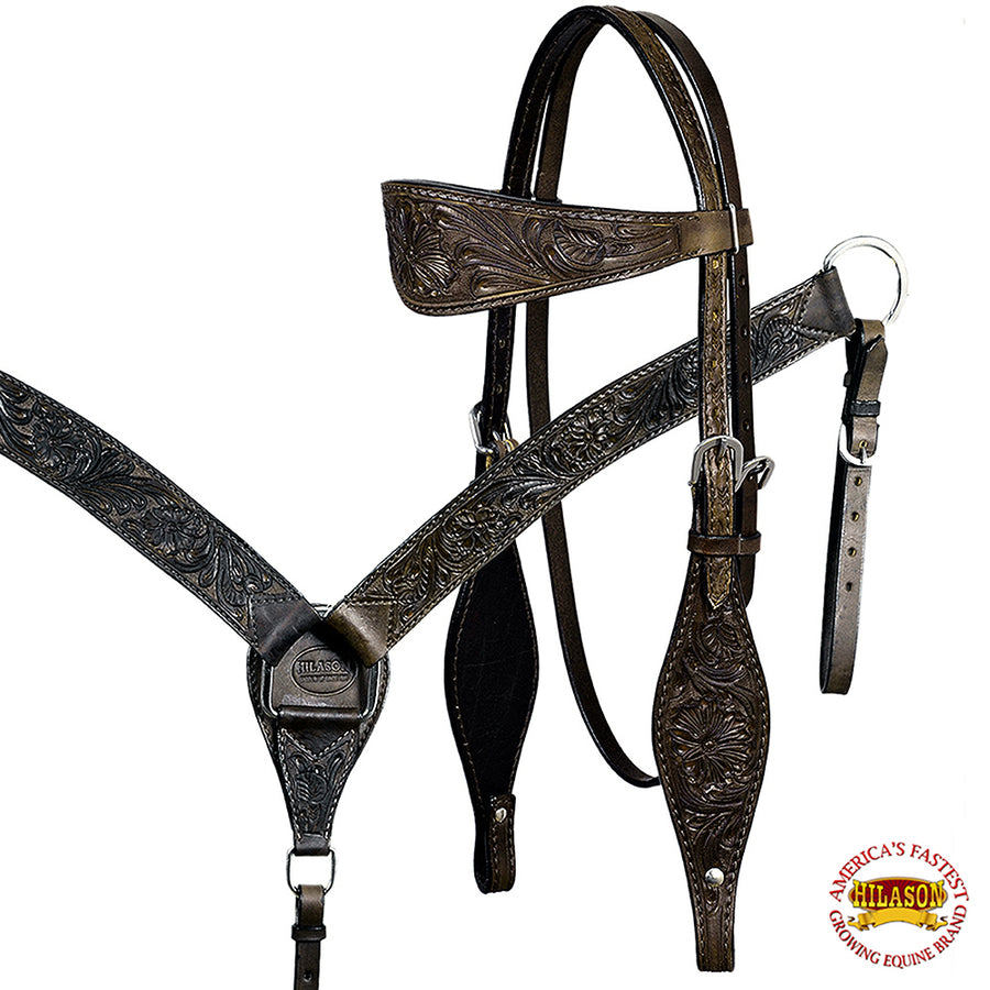 HILASON Western Horse Treeless Saddle American Leather Trail Barrel Tack | for Horses