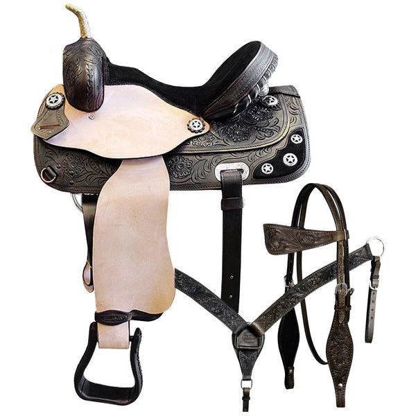 Hilason Western Horse Treeless Trail Barrel American Leather Saddle Tack - Uhorse