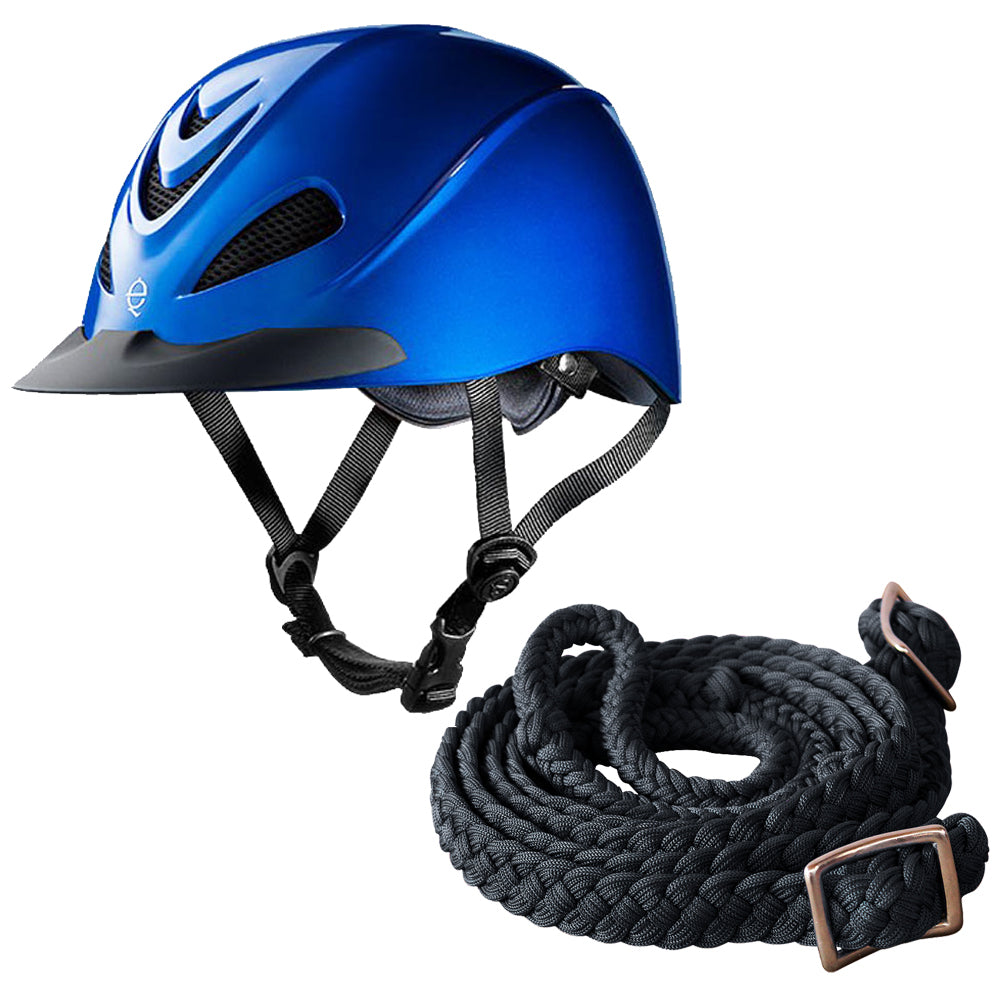 Sml Troxel Liberty Low Profile Schooling Horse Riding Helmet Cobalt W/ Reins