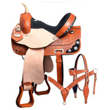 15 In W. H. Treeless Saddle American Leather Trail Barrel Tk. – by Hilason – Cowboy and equestrian accessories