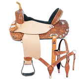 HILASON Western Horse Treeless Trail Barrel American Leather Saddle Tack | Horse Saddle | Western Saddle | Leather Saddle | Treeless Saddle | Barrel Saddle | Saddle for Horses