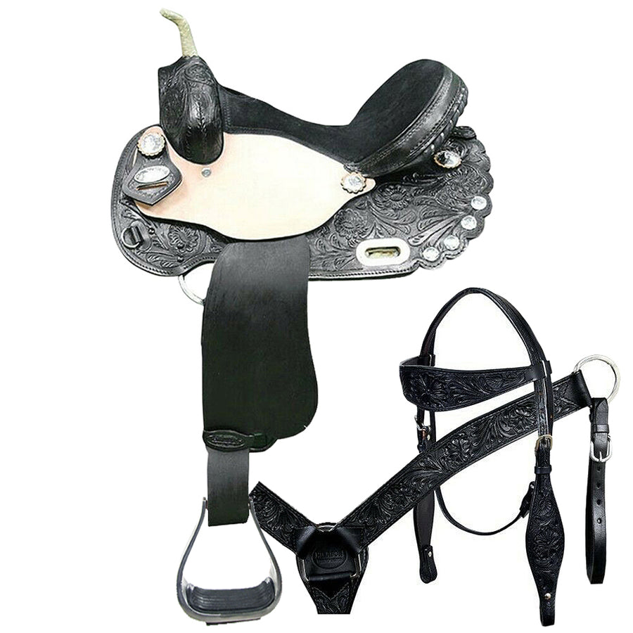 Hilason Western Horse Treeless Trail Barrel Saddle American Leather Tack - Uhorse