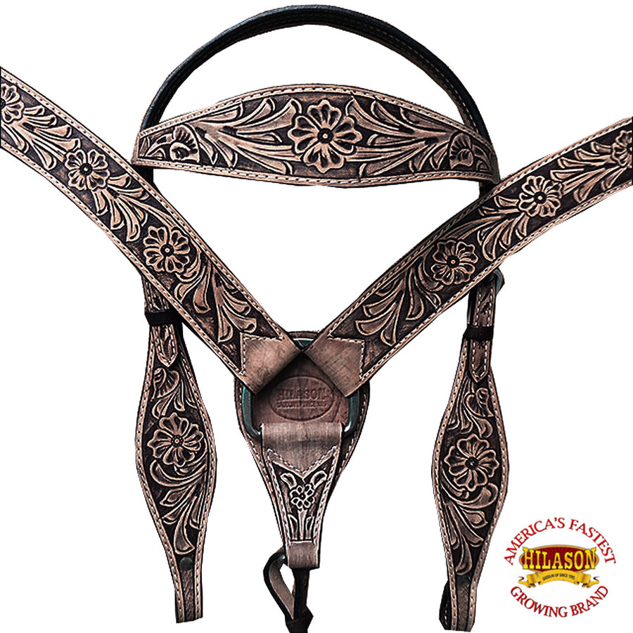 HILASON Western Horse Treeless Saddle American Leather Trail Barrel Tack | for Horses