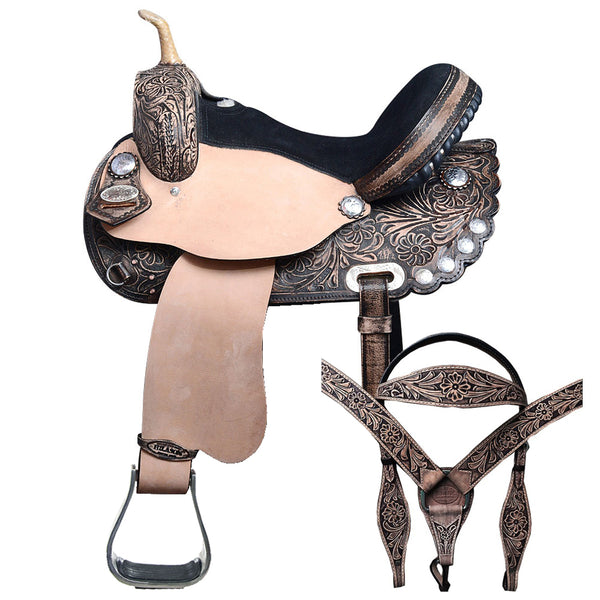 Western Horse Treeless Saddle American Leather Trail Barrel Tack - Uhorse