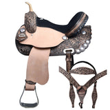 16 In Western Horse Treeless Saddle American Leather Trail Barrel Tack - Hilason