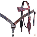 HILASON Western Genuine Leather Horse Saddle With Headstall & Breast Collar Tack Set