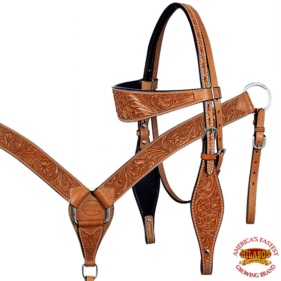 HILASON Western Horse Treeless Saddle American Leather Trail Barrel Tack | for Horses