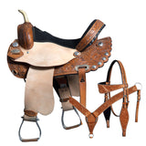 16 In W. H. Treeless Saddle American Leather Trail Barrel Tk. – by Hilason – Cowboy and equestrian accessories