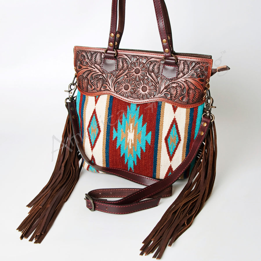 ADBG218 American Darling Hand Tooled Saddle Blanket Genuine Leather by Hilason – Cowboy and equestrian accessories