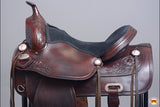 HILASON Western Horse Genuine Leather Floral Design American Treeless Trail Saddle Antique Dark Brown