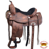 HILASON Western Horse Treeless Saddle American Leather Trail Pleasure Tack | Horse Saddle | Western Saddle | Leather Saddle | Treeless Saddle | Barrel Saddle | Saddle for Horses