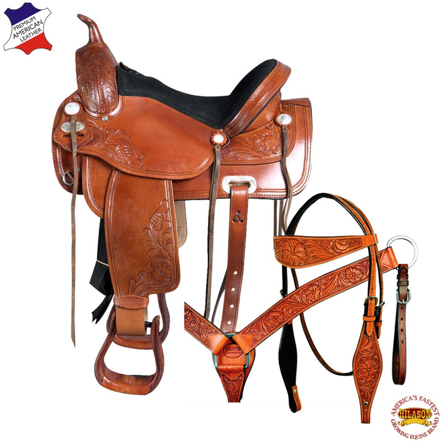 Western Horse Treeless Saddle American Leather Trail Pleasure Tack - Uhorse