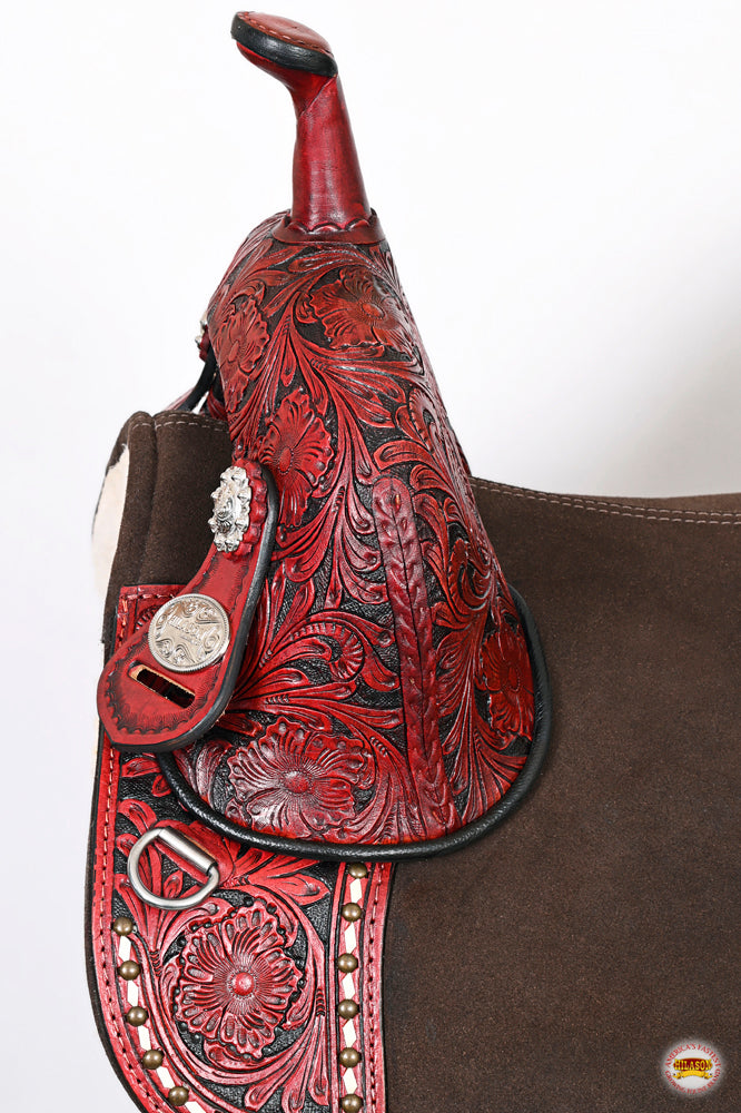 HILASON Western Horse Treeless Trail Barrel American Leather Saddle | for Horses