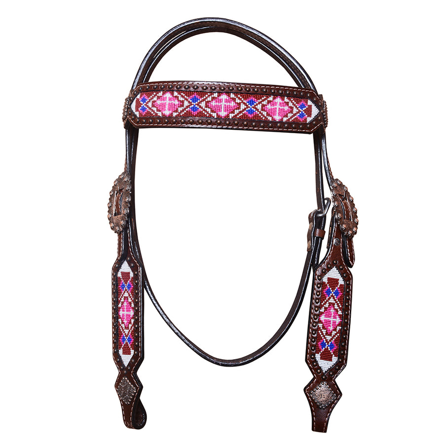 Hilason Western Horse Headstall Bridle American Leather Beaded - Uhorse