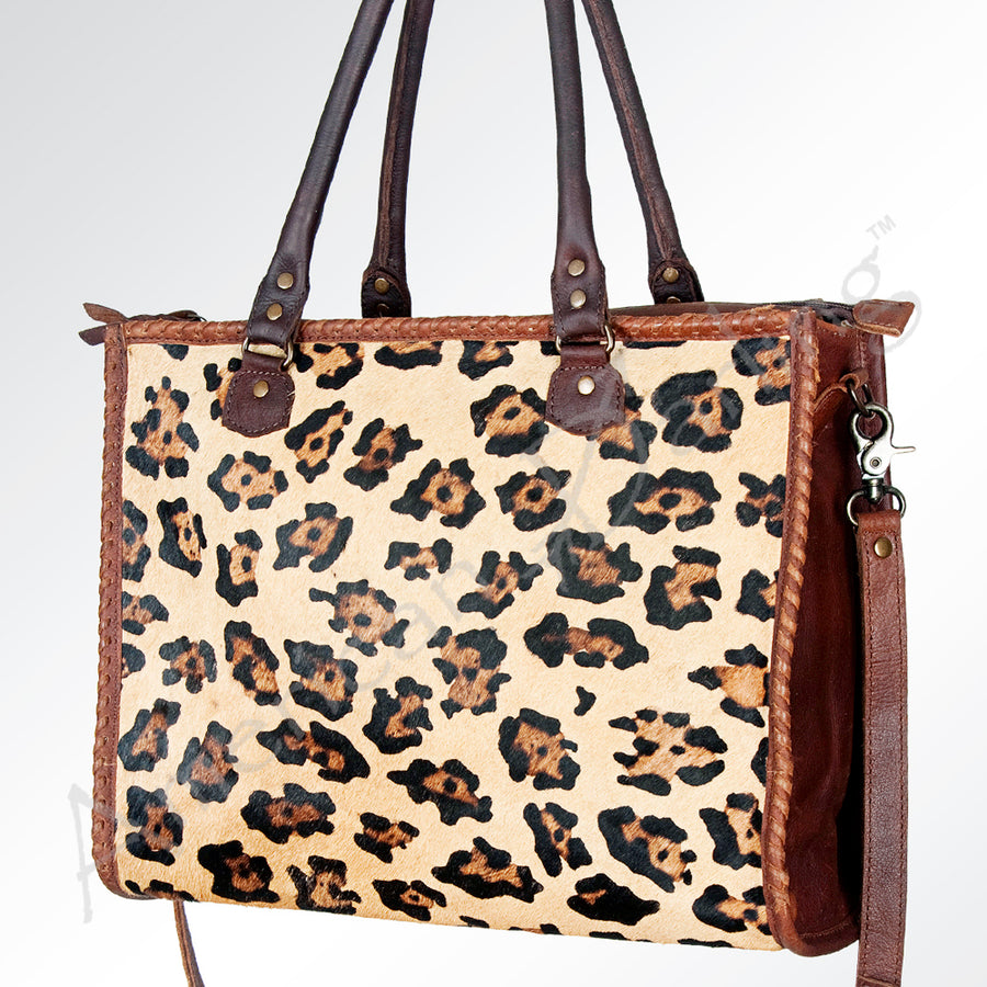 American Darling Western Tote Bag - Handcrafted Hair-On Cowhide and Braided Leather - Uhorse
